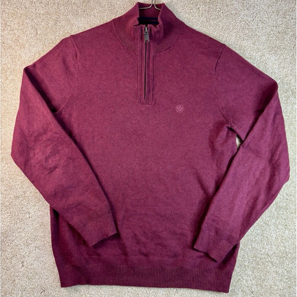 Fat Face Mens 1/4 Zip Small Burgundy Red Cotton Wool Blend Sweater Excellent